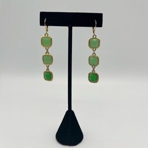 Kate Spade "Frame of Mind" Green Graduated Drop Earrings Gold Plated Mint Condit